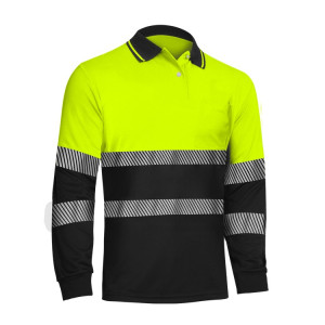 POLO MANGA LARGA ALTA VISIBILIDAD BANDAS SEGMENTADAS COMBINADO ADEEPI - CLASE 2