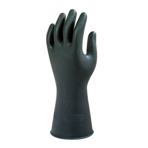 Guantes de protección química de látex de caucho Black Heavyweight G17K